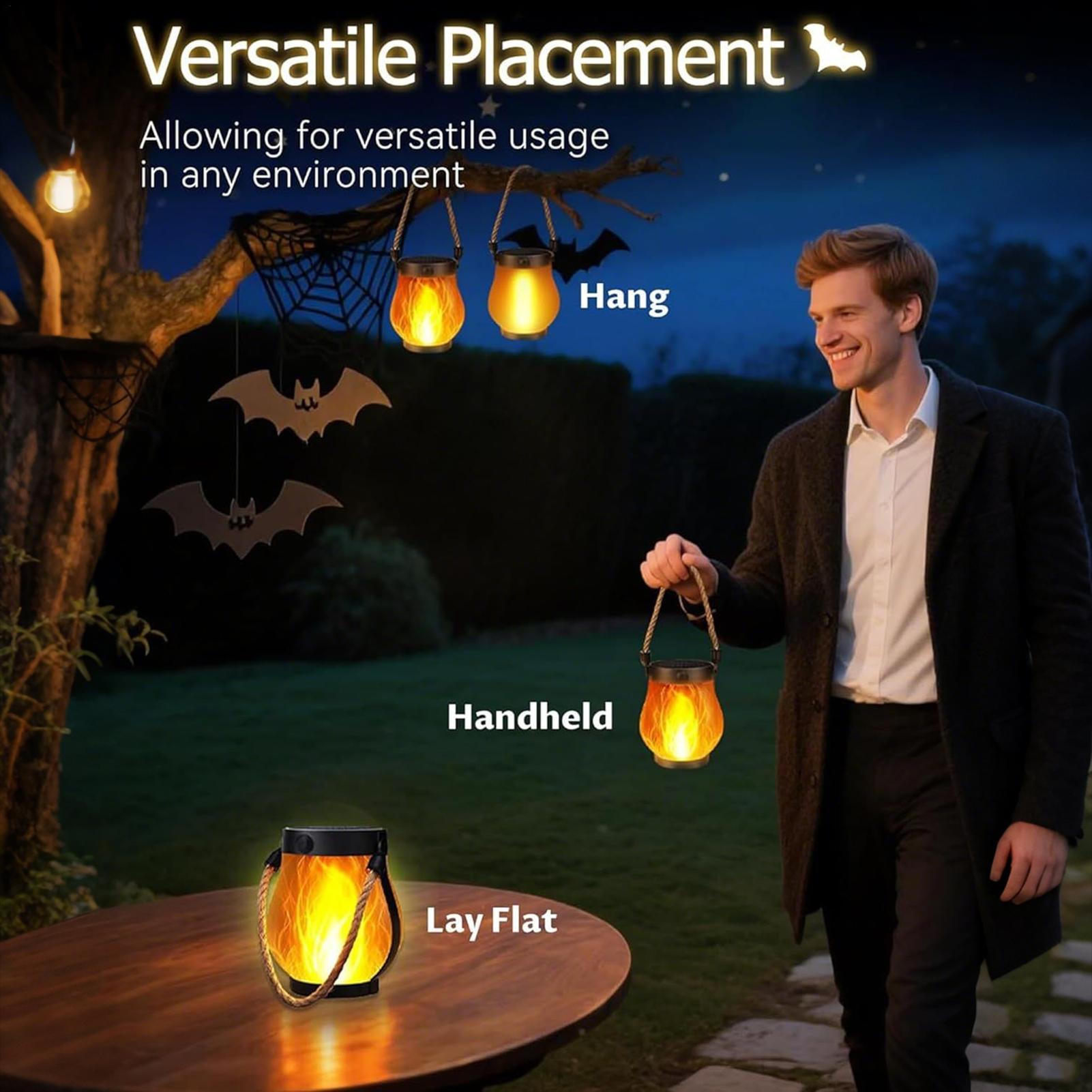 Home Security Yard Sign - Solar Flickering Flame Lights Hanging Solar