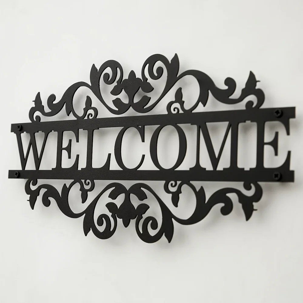 Home Security Yard Sign - Rustic Metal Welcome Sign with Custom