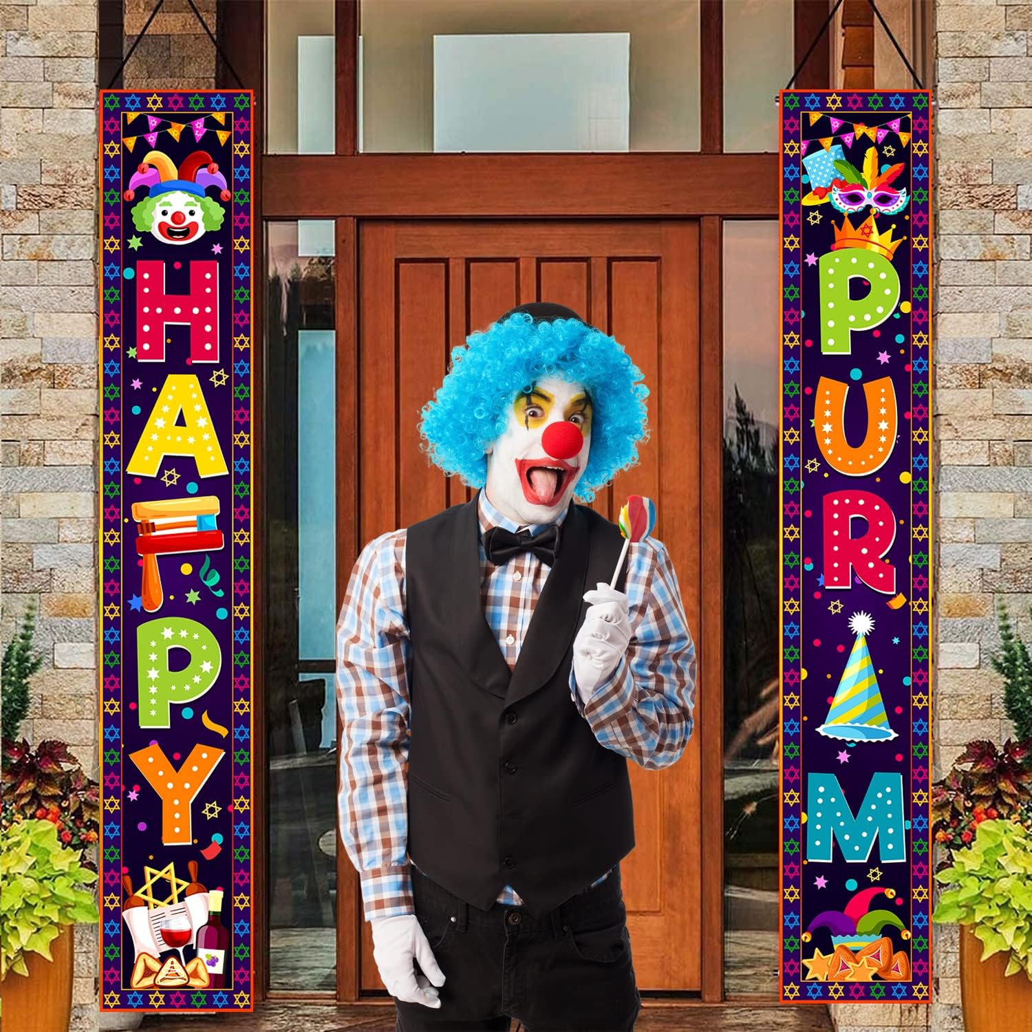Happy Purim Decorations Porch  - Home Security Yard Sign ulasan dan harga
