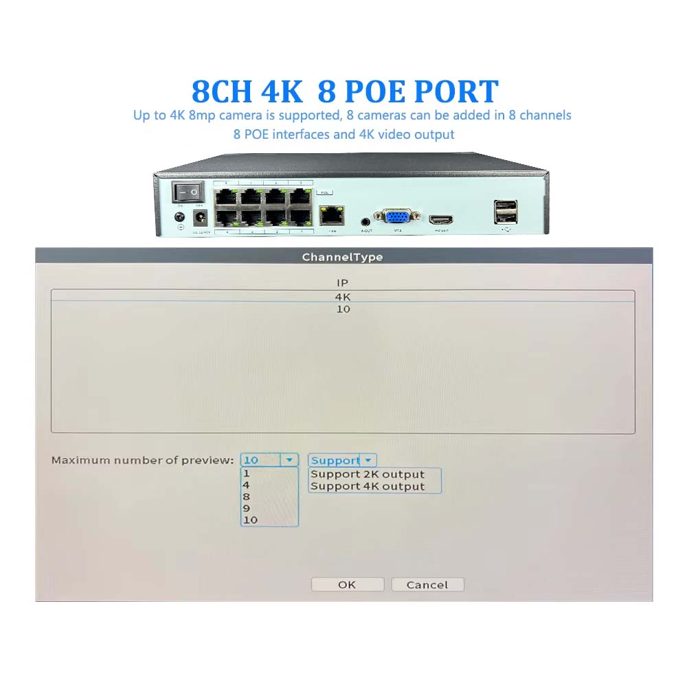 4K 10CH NVR 4/8Port POE For 8M - Home Security Camera ulasan dan harga