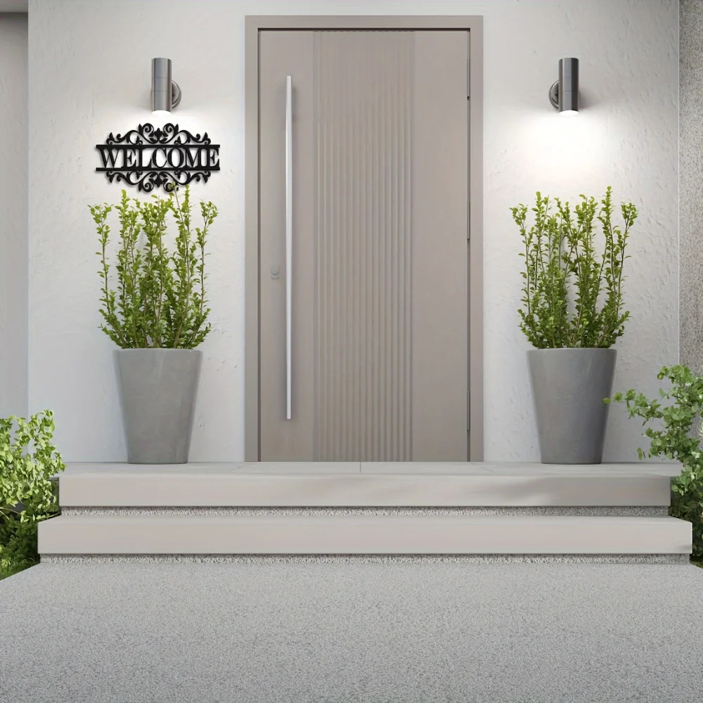 Rustic Metal Welcome Sign with - Home Security Yard Sign ulasan dan harga