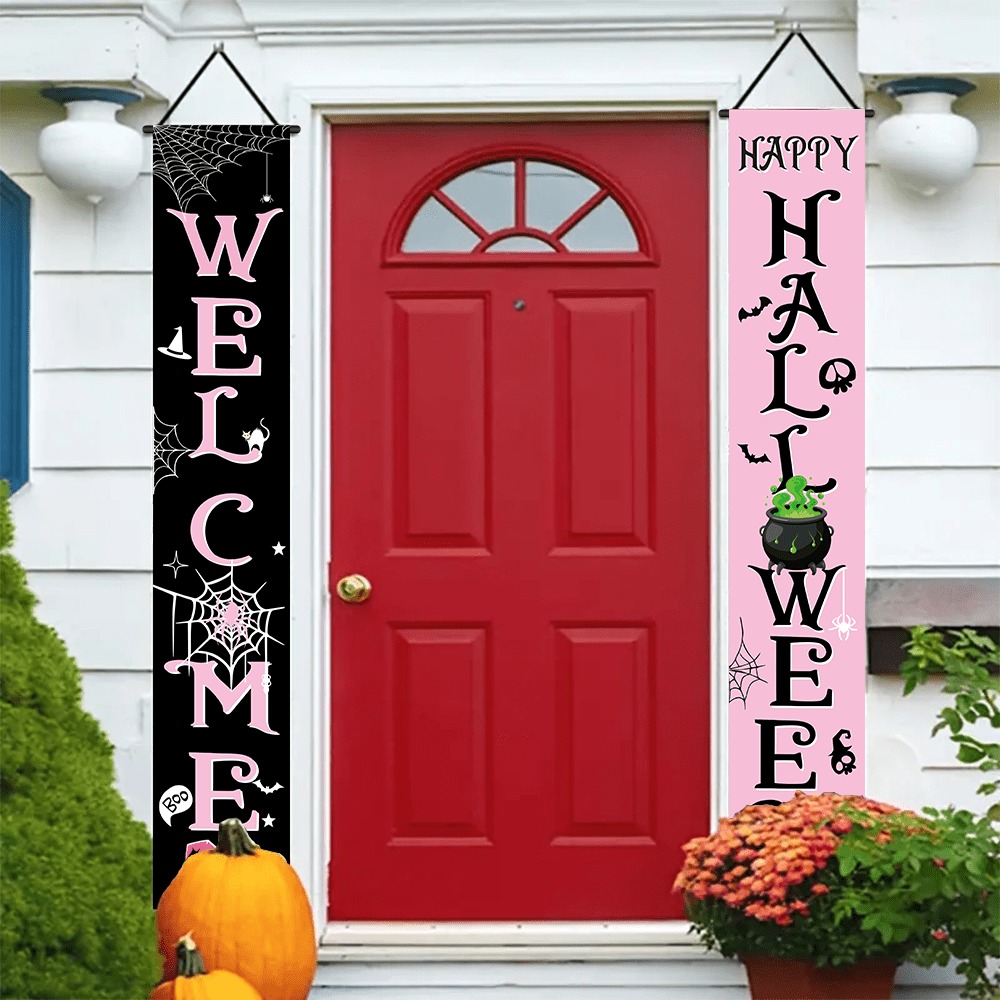 Pink Black Halloween Porch Ban - Home Security Yard Sign ulasan dan harga