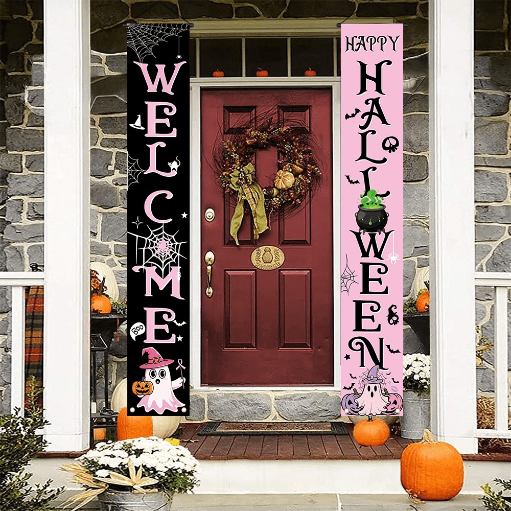 Pink Black Halloween Porch Ban - Home Security Yard Sign ulasan dan harga