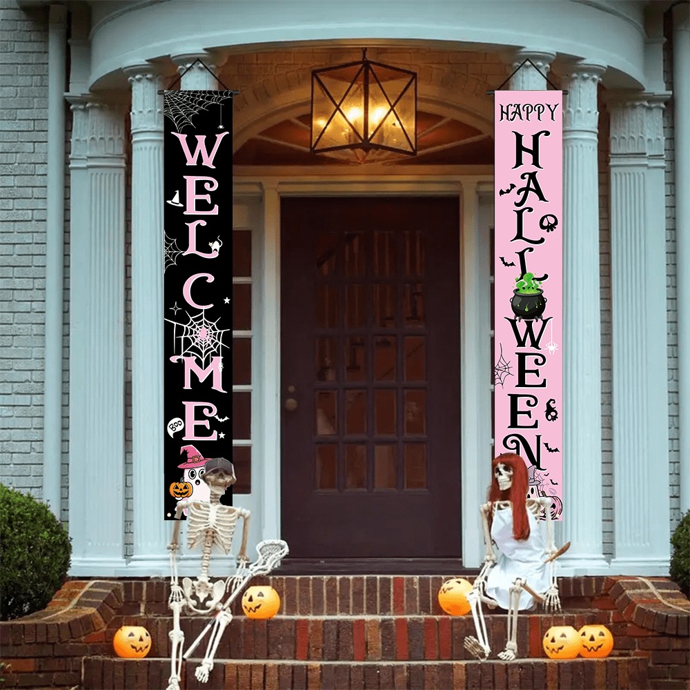 Pink Black Halloween Porch Ban - Home Security Yard Sign ulasan dan harga